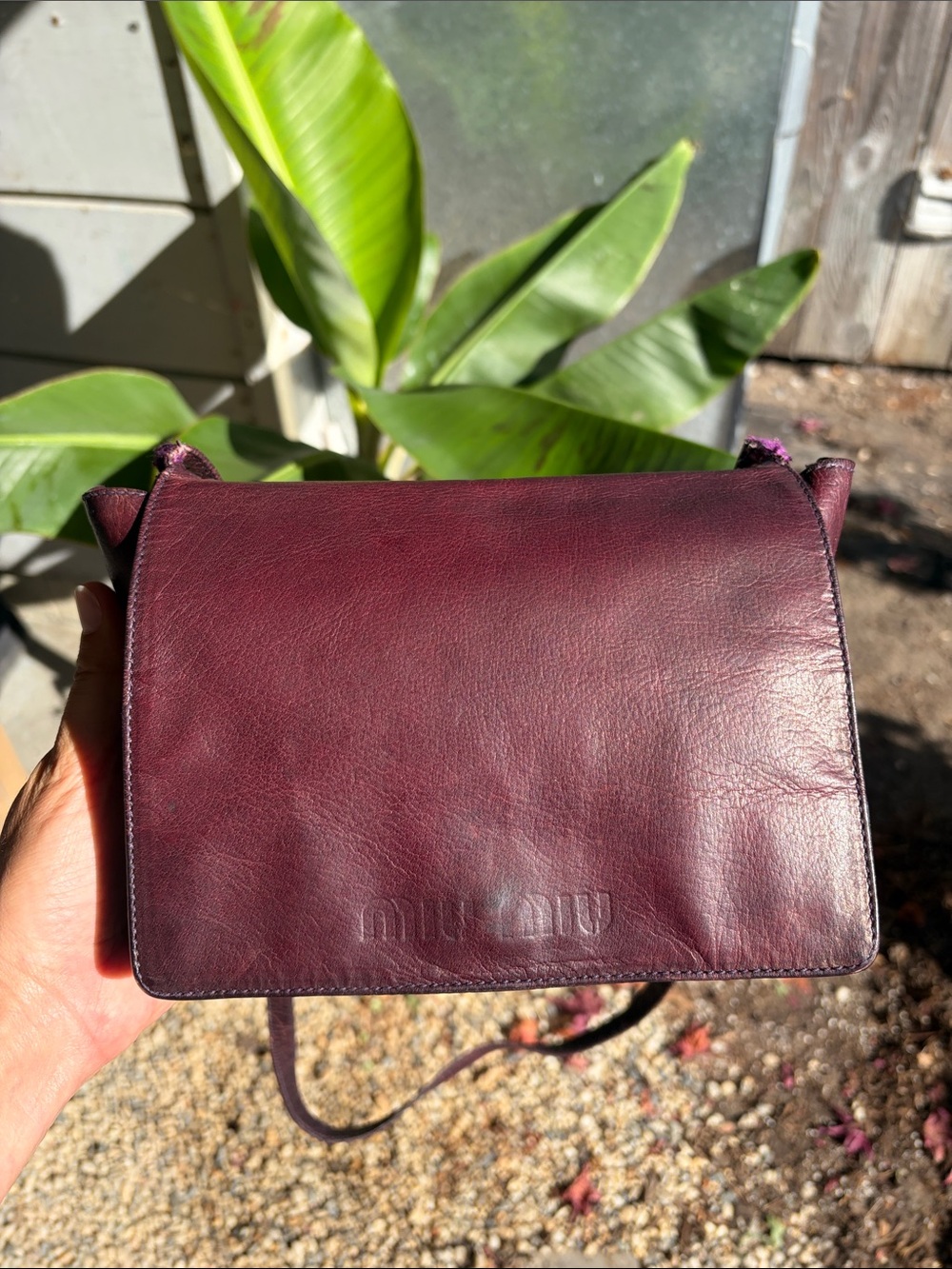 Miu Miu Plum Leather Messenger Crossbody